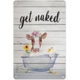 thumbnail image 1 of Metal Tin Sign 12 X 8 Inch - Rustic Cow in Bathtub - Poster Metal Plaque, Bathroom Decor For Home Toilet Restroom, 1 of 6