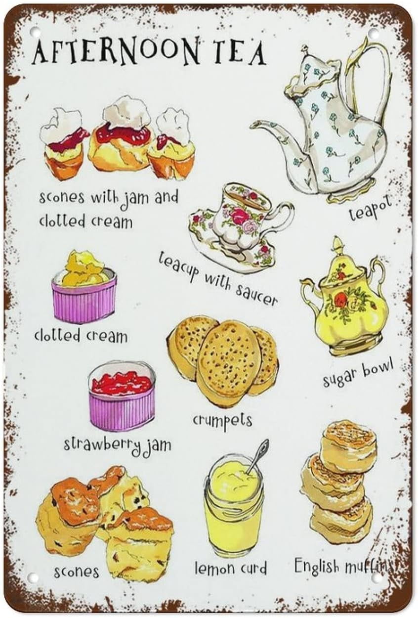 Metal Tin Sign 12x16 Inch Retro Tin Signs Vintage Signs Afternoon Tea ...