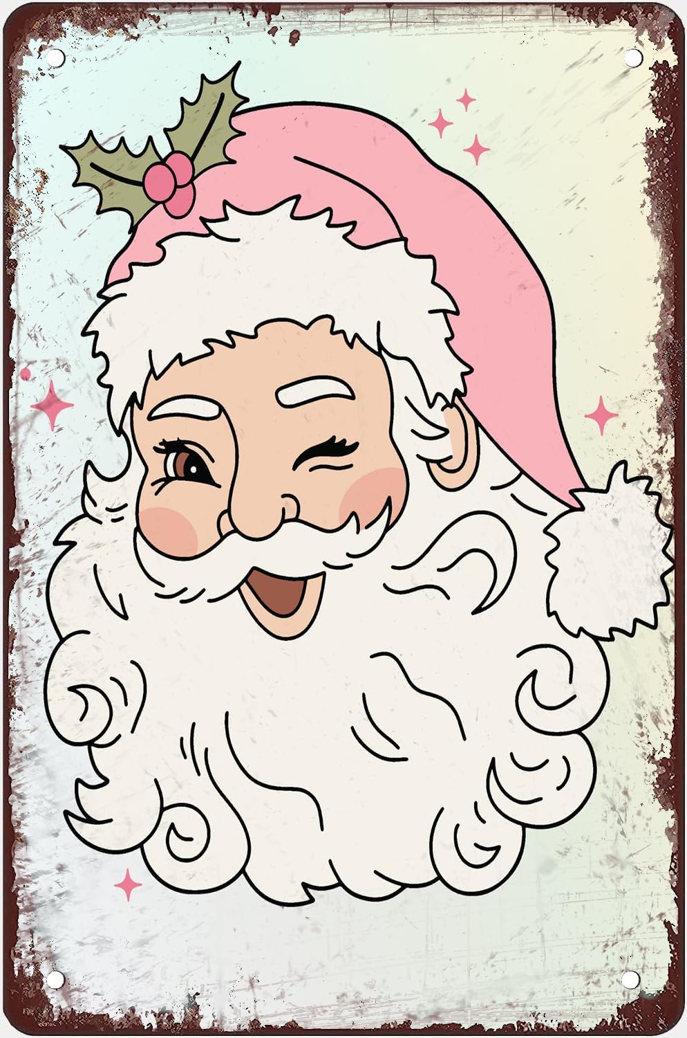 Metal Tin Sign 8x12 Inch Pink Santa Christmas Tin Signs Bathroom Quotes metal-tin-sign-8x12-inch-pink-santa-christmas-tin-signs-bathroom-quotes