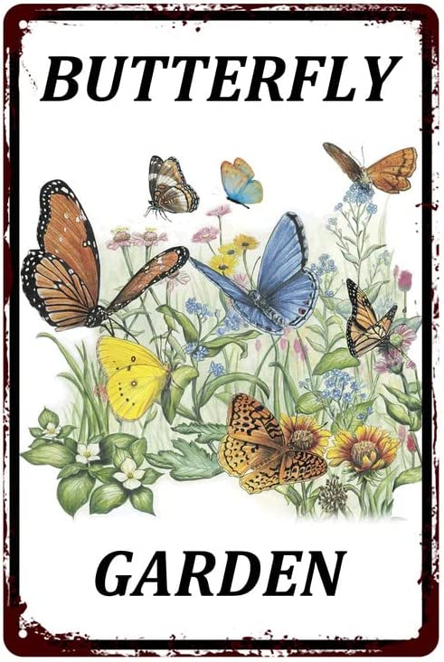 Metal Tin Sign 8x5.5 Inch Butterfly Garden Tin Signs Retro Garden Sign ...