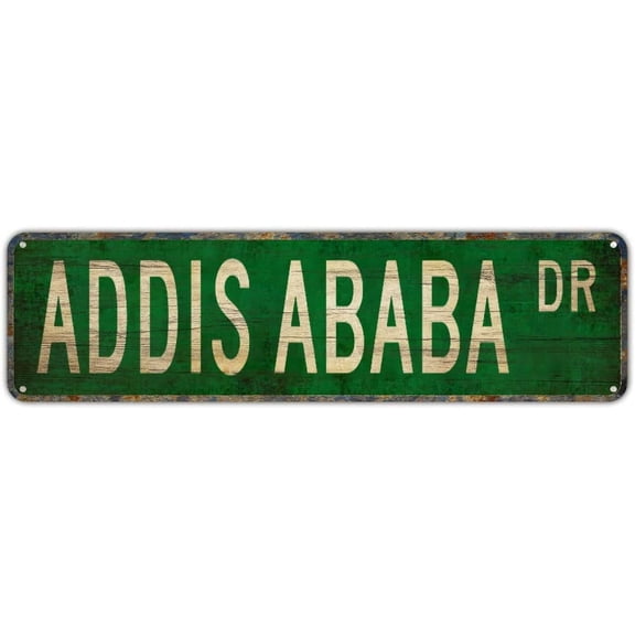 Metal Tin Sign Addis Ababa City Themed Retro Rustic Wall Decor Plaque 4x16 Inch