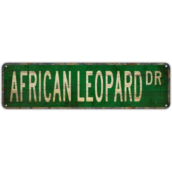 Metal Tin Sign African Leopard Sign Retro Tinplate Metal Plaque for Street Home Office Garden Decor 4x16 Inch