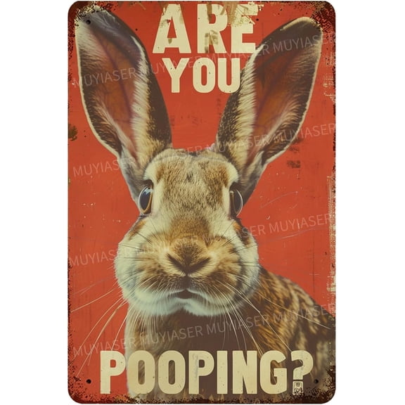 Metal Tin Sign Are You Pooping Rabbit Vintage Metal Signs Retro Aluminum Tin Sign for Room Garden Door Home Bar Cafe Decor 8x12 Inch