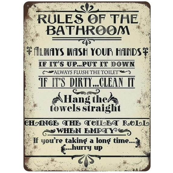 Metal Tin Sign Bathroom Rules Wash Your Hands Be Neat Use Soap Tin Sign Metal Aluminum Sign Vintage Wall Decor Retro Poster for Bars 12x16inch