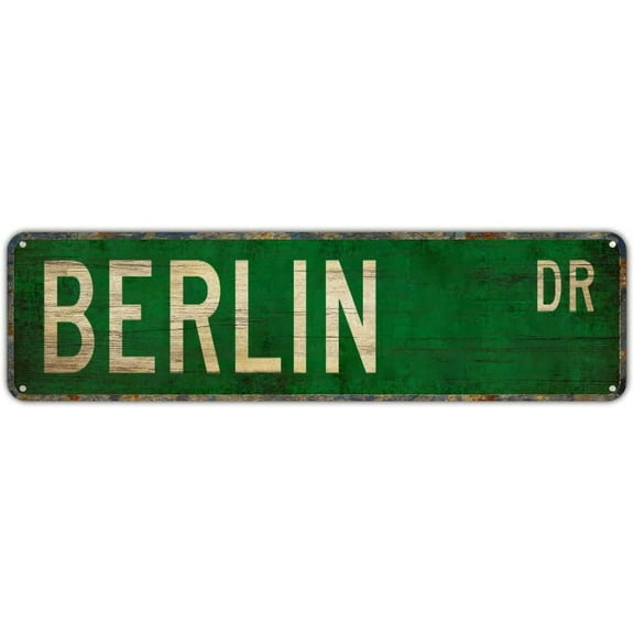 Metal Tin Sign Berlin Sign Retro Tinplate Metal Plaque for Street Home Office Garden Decor 4x16 Inch