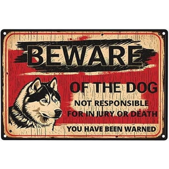 Metal Tin Sign - Beware Of The Dog Samoyed Sign Metal Tin Signs Outdoor Yard Sign Warning Sign For Fence Yard Home Kitchen Farm Garden Wall Decor 8x12 Inch
