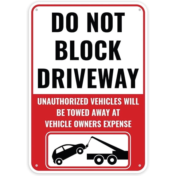 Metal Tin Sign Do Not Block Driveway Sign, 12 x 8 Inches - No Parking ...