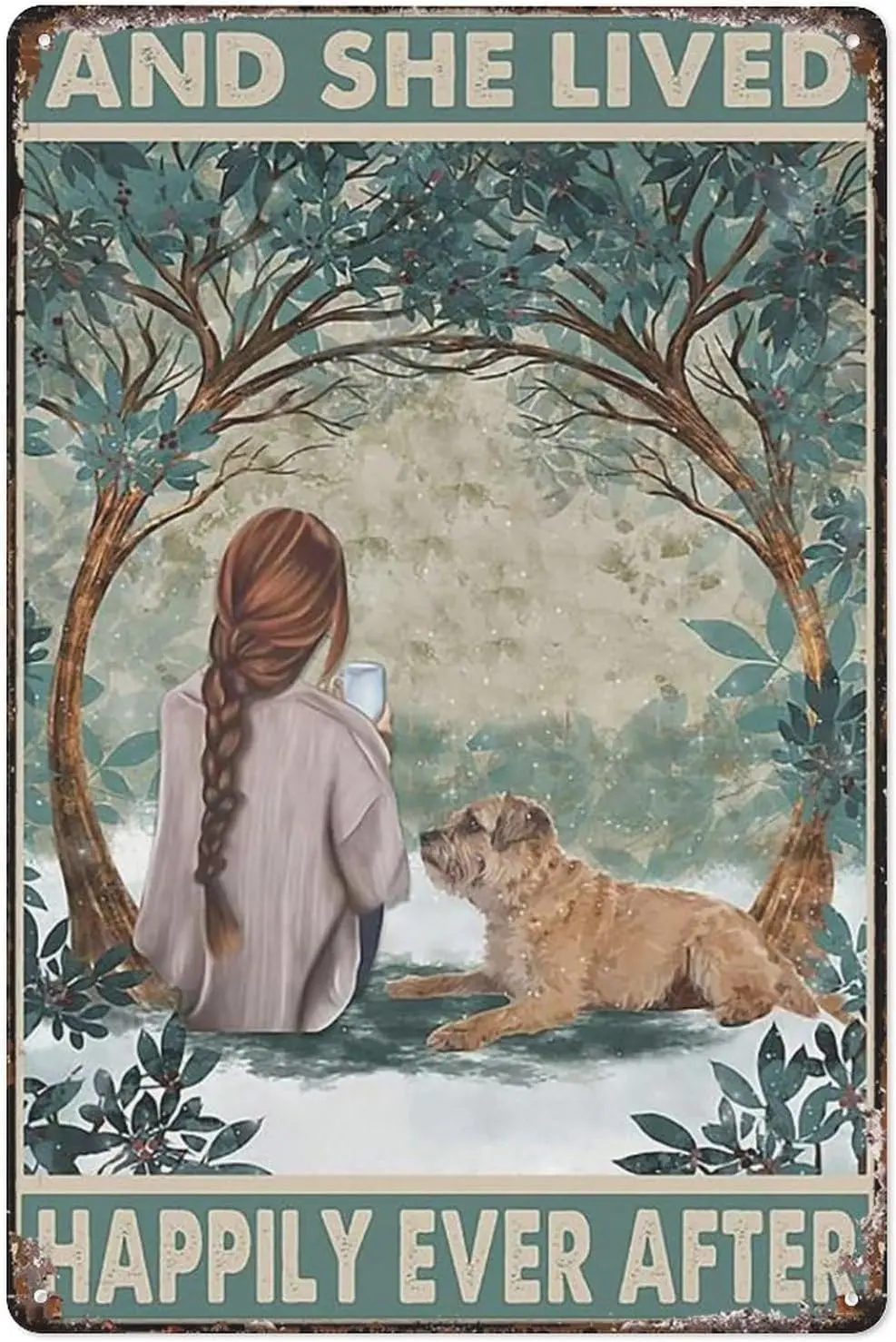 Metal Tin Sign Boston TerrierAnd She Lived Happily Ever After Dog