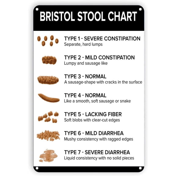 Metal Tin Sign Bristol Stool Chart Poop Toilet Health Bathroom Wall Decor Retro Style 8 x 12 Inches