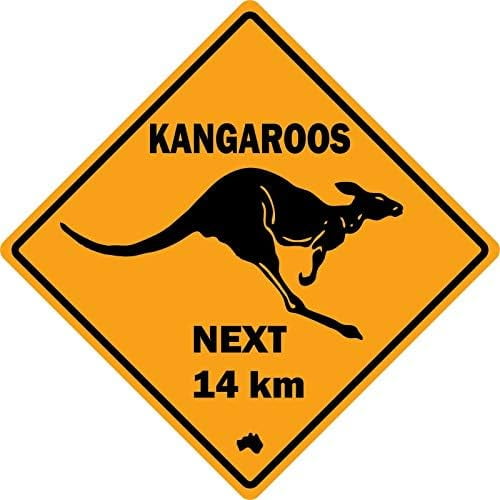 Metal Tin Sign Car Road Sign Australia Kangaroo Next Plate Retro Tin Sign Vase Flowers Poster Plaque Entryway Decor Gallery Wall Sign 12 X 12