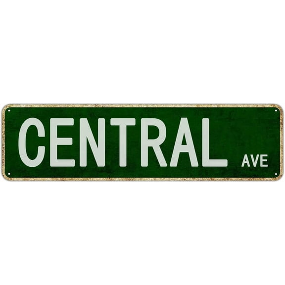 Metal Tin Sign Central Avenue Rustic Plaque 4x16 Inch Home Kitchen Garden Street Style Decor
