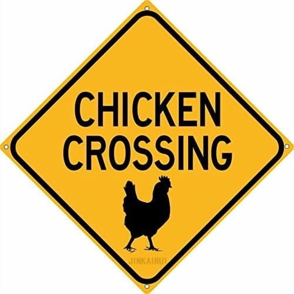 Eletina Metal Tin Sign 12" x 12" Chicken Crossing Road Chicken Coop Rooster Hen Yard Sign