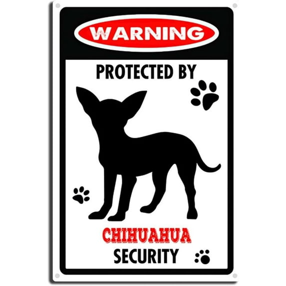 Metal Tin Sign Chihuahua Warning Sign, Warning Dog Metal Aluminum Tin Sign Outdoors Wall Decor Yard Signs Home Decor 8x12inch-Tin Sign