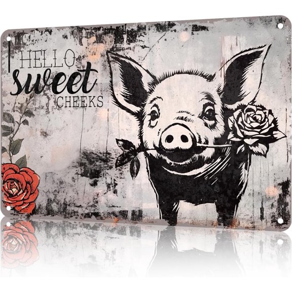 Metal Tin Sign Cute Pig I Ignored You Just Fine The Just Time Rerto Tin Sign Vintage Alumium Sign Metal Sign Retro Sign for Home Bar Office Outdoor Wall Decor 8x12Inch