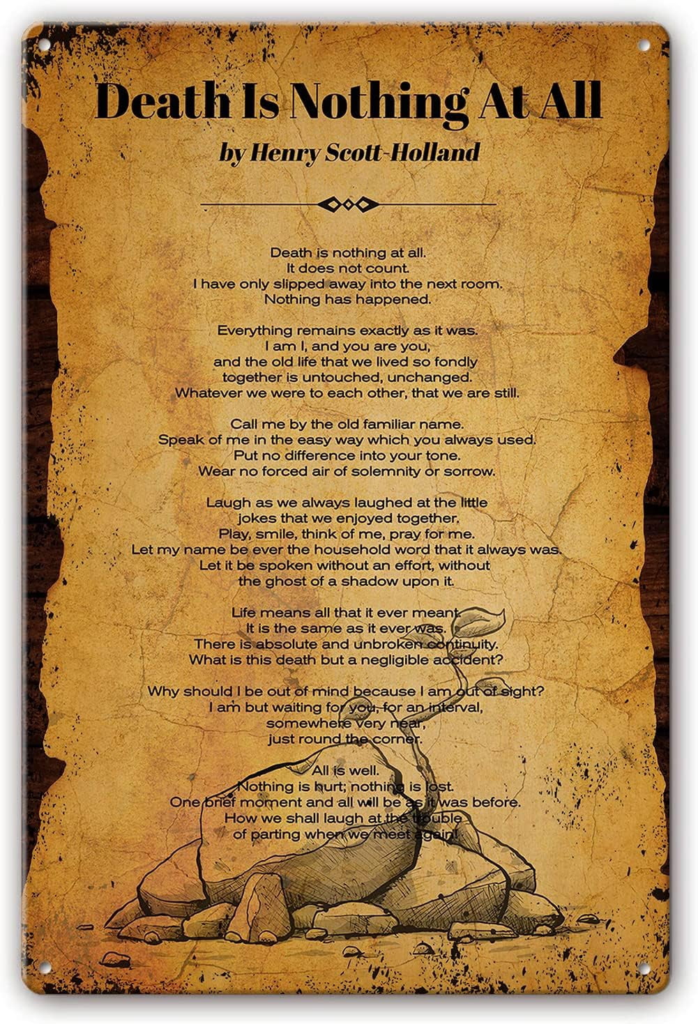 Metal Tin Sign Death is Nothing at All Poem Wall Art Henry Scott ...