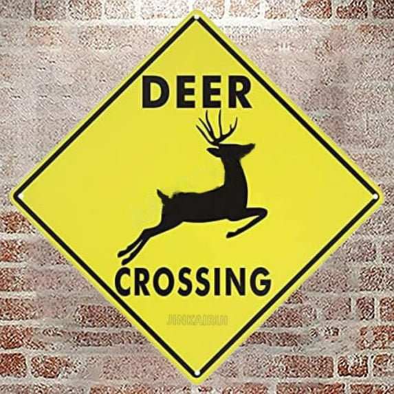 Metal Tin Sign Deer Xing Crossing Farm Organic Country Yard Sign Aluminum Street Sign for Indoor Outdoor Home Decor Wall Decoration 8x8 Inch