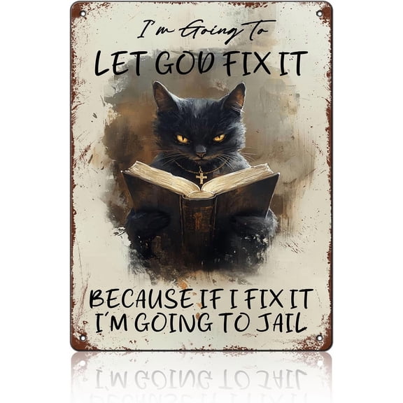 Metal Tin Sign Drinking Wine Feline Fine Rerto Tin Sign Vintage Alumium Sign Metal Sign Retro Sign for Home Bar Office Outdoor Wall Decor 8x12Inch