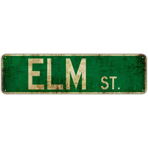 Metal Tin Sign Elm Street Road Sign Outdoor Signpost Rustic Retro Metal Decorative Wall Sign 4x16inch