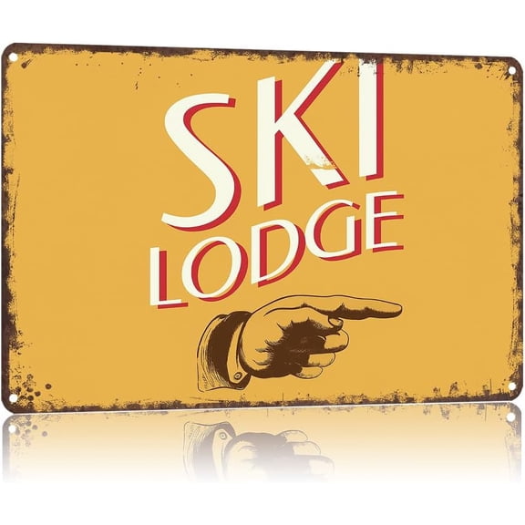 Metal Tin Sign Enjoy Your Stay Ski Lodge Wall Art 8x12 Inch for Home Yard Garden Outdoor Lawn Office Decor
