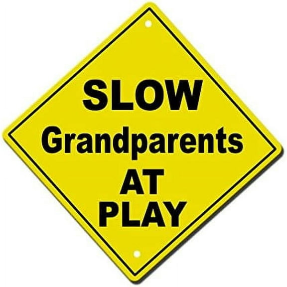 Metal Tin Sign Fastasticdeals Humor Slow Grandparents at Play Sign For Home Office Bar Indoor Outdoor Wall Decor Yard Sign Square Sign 12" x 12"