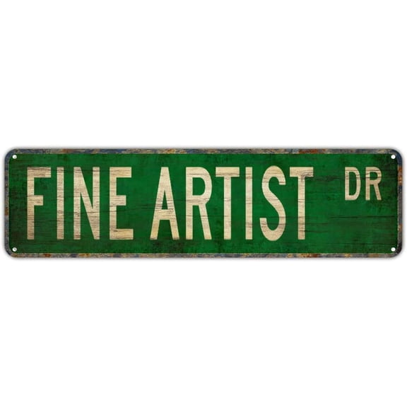 Metal Tin Sign Fine Artist sign Retro Aluminum Metal Sign for Street Home Office Garden Decor 4×16 Inches.jpg