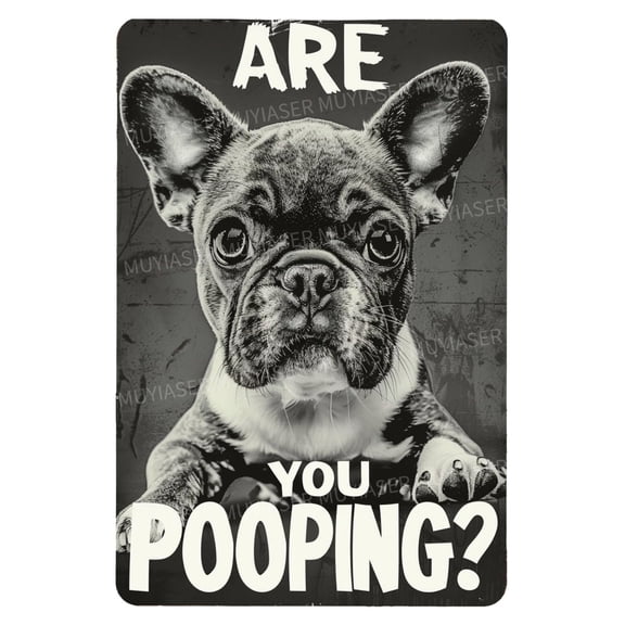 Metal Tin Sign Frenchie Are You Pooping Vintage Metal Signs Retro Tin Sign for Room Garden Door Home Bar Cafe Decor Size: 8 x 12 inch