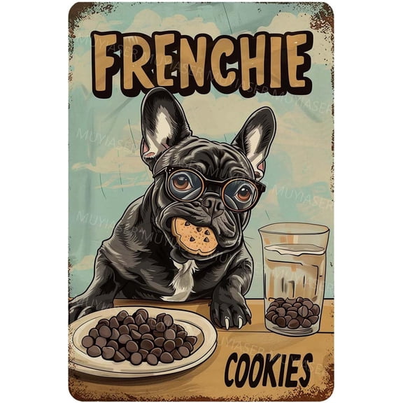 Metal Tin Sign Frenchie Cookies Vintage Metal Signs Retro Aluminum Tin Sign for Washroom Garden Door Home Bar Cafe Decor 8x12 Inches