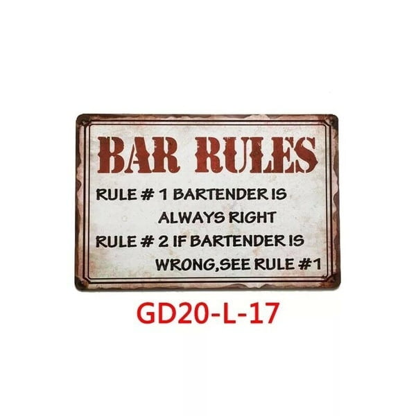 SUMIK Bar Rules It's Always Beer O'Clock, Metal Tin Sign, Vintage