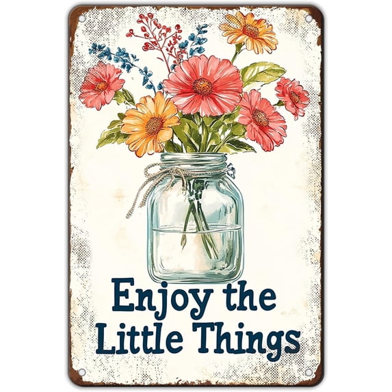 Metal Tin Sign Garden Signs Vintage Flower Signs Funny Fresh Flowers Sign Decorative Signs And Plaques For Kitchen Enjoy The Little Things Sign Farmhouse 8x12 Inch