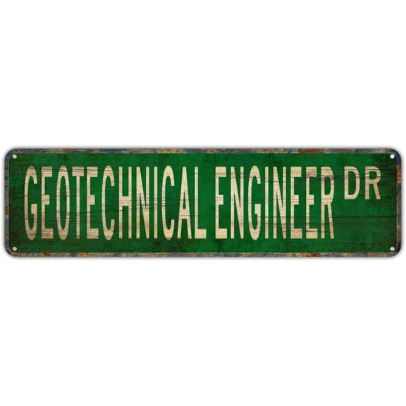 Metal Tin Sign Geotechnical Engineer Sign Retro Tinplate Metal Plaque for Street Home Office Garden Decor 4x16 Inch