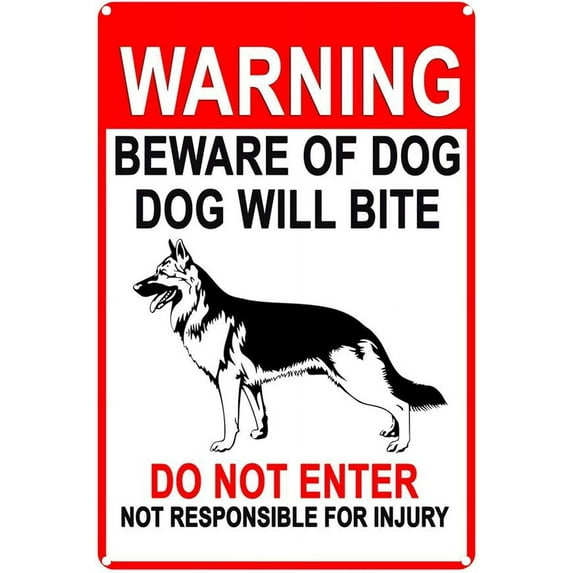 Metal Tin Sign German Shepherd Warning Sign, Warning Beware Dog Tag Metal Tin Sign Fashion Decoration 12 X 8 Inches