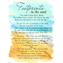 Metal Tin Sign For Gifts Footprints in The Sand Inspirational Christian Poem Gifts Aluminum Tin Sign Yard Signs Wall Art Decor for Cafe Bar Bedroom Home 12x8 inches
