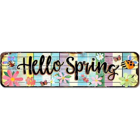 Metal Tin Sign Hello Spring Metal Signs Vintage Signs Retro Sign For Home Bar Office Outdoor Garden Wall Decor 4x16 Inch