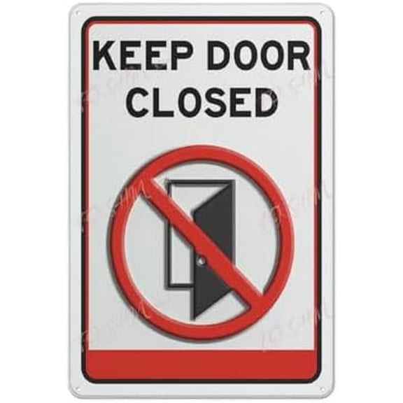 Metal Tin Sign Keep Door Closed Sign Indoor & Outdoor Use Safety Warning Sign 12""X8"", Acrylic4