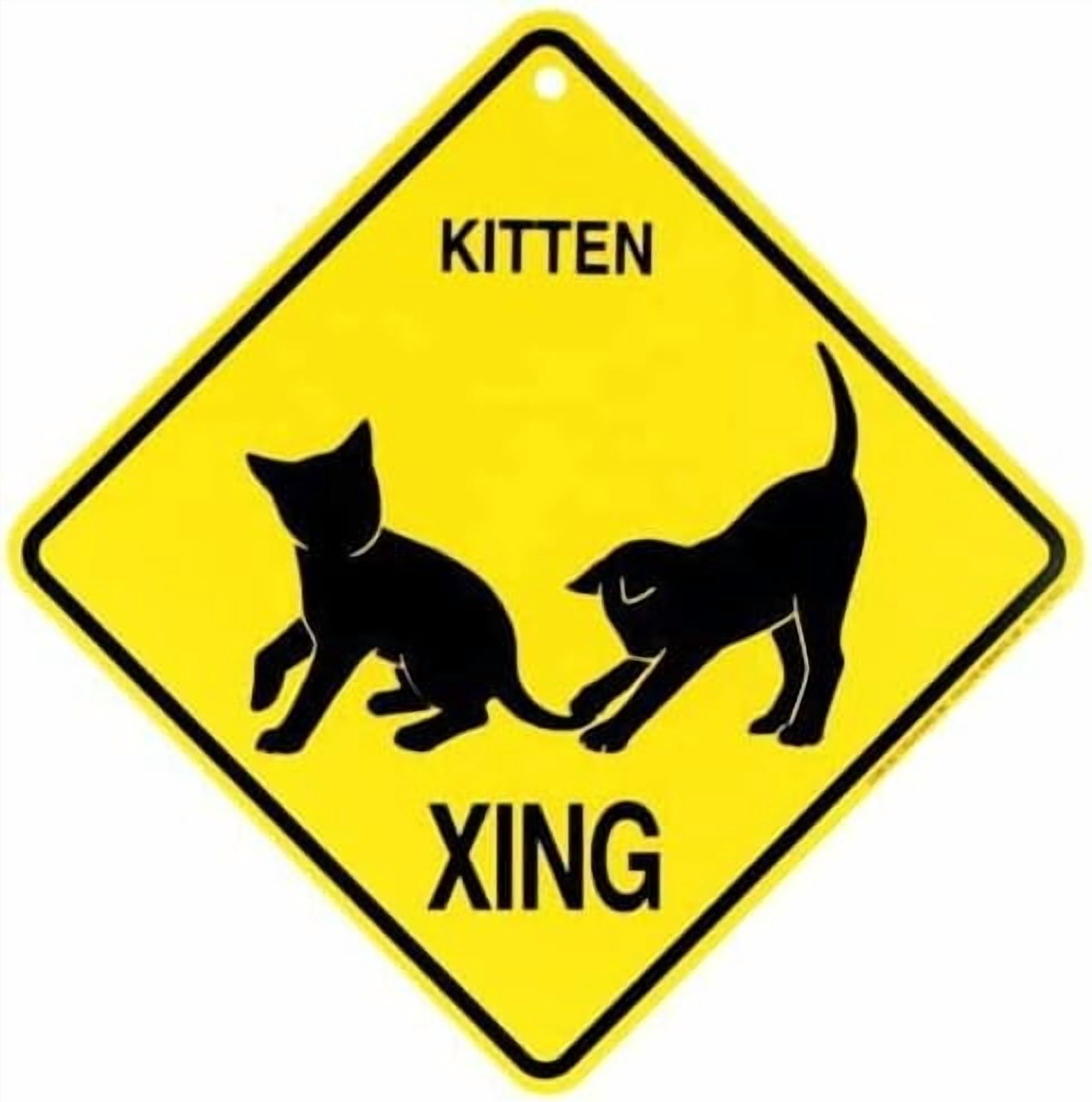 Metal Tin Sign Kitten Xing Caution Crossing cat Gift Sign for Home ...