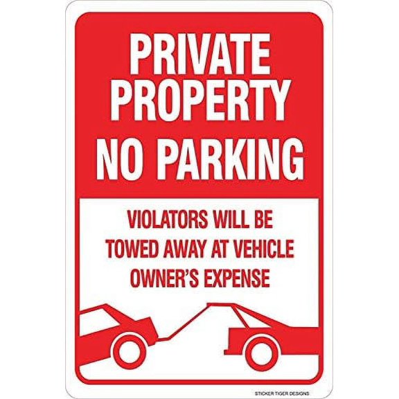 Metal Tin Sign - No Parking Violators Will Be Towed - Parking - 8x12 Inches