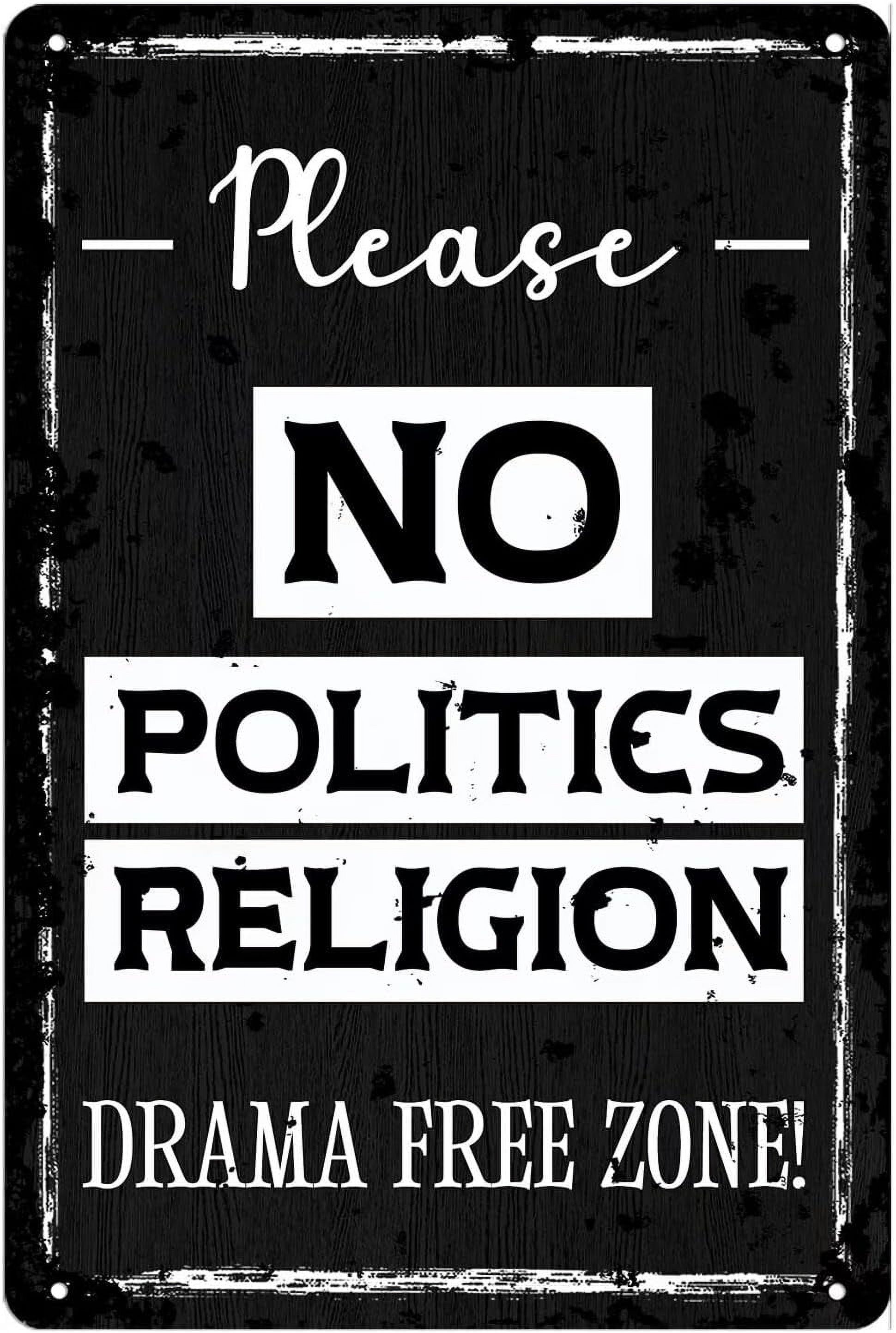 Targa In Metallo 30x20 Cm 'Politics Free Zone', Cartello Vintage Effetto Ruggine, Decorazione Da Parete Per Bar, Ufficio, Garage, Divertente Regalo