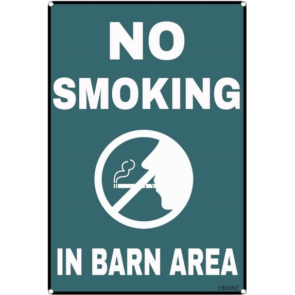 Metal Tin Sign - No Smoking In Barn Area Sign - Novelty Aluminum Tin Sign 8x12 Inches