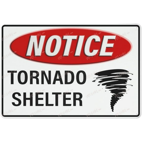 Metal Tin Sign Notice Tornado Shelter Sign Indoor & Outdoor Use Safety Warning Sign 12""X8"", Acrylic3