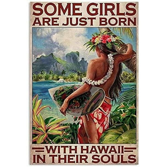 Metal Tin Sign Of Girls Art Style,Some Girls Are Just Born Retro Poster,Cafe Bar Pub Beer Club Wall Plaque Home Decor Poster Painting 12x18 inch