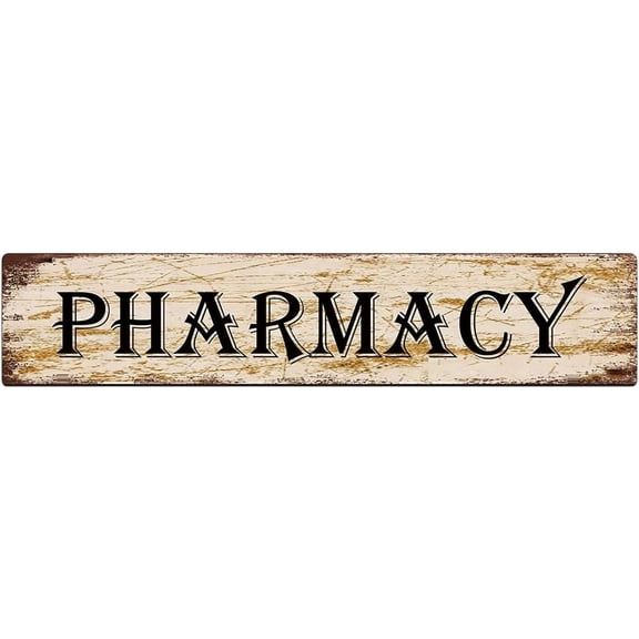 Metal Tin Sign Pharmacy Retro Tinplate Metal Sign for Street Home Office Garden Decor 4x16 Inch