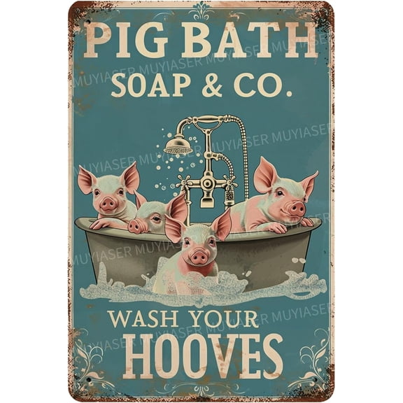 Metal Tin Sign Pig Bath Soap co Vintage Metal Signs Retro Aluminum Tin Sign for Room Garden Door Home Bar Cafe Decor 8x12 Inch