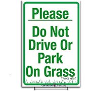 Metal Tin Sign/Please No Parking On Grass/Please Do Not Drive Or Park On Grass Sign/Please take Care of The Lawn Outdoor Patio Decoration Sign 8 X 12 Inches