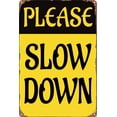 thumbnail image 1 of Metal Tin Sign - Please Slow Down Sign Reflective Plastic Yard Signs with Metal Stakes Sign 12×8 Inch, 1 of 5