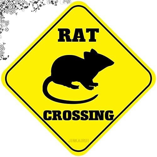 Metal Tin Sign Rat Crossing Sign For Home Office Bar Indoor Outdoor ...
