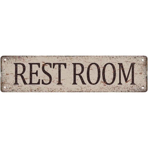 Metal Tin Sign Rest Room Street Sign Vintage Rustic Retro Room Bedroom Decor 4X16 Inches