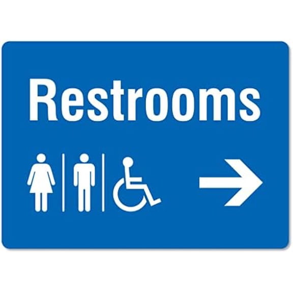Metal Tin Sign Restrooms Arrow Right Sign Directional Signs Warning Security Notice Signs Industry Yard Sign Wall Decoration Plaque Indoor/Outdoor Use 8 X 12 Inch