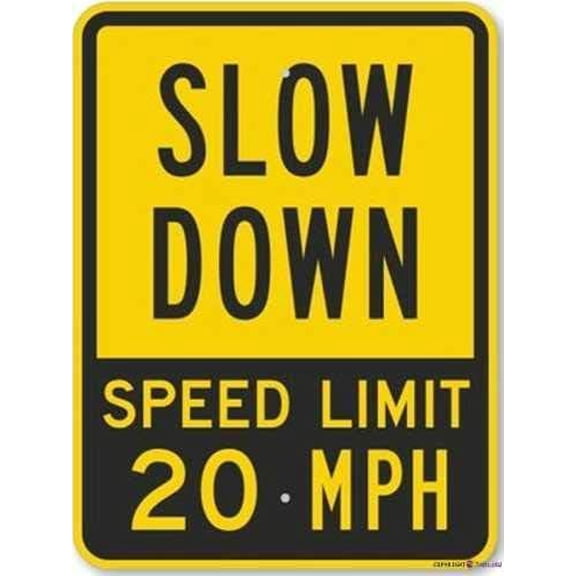 Metal Tin Sign Road Slow Down Speed Limit 20 Mph, Fluorescent Yellow Street Sign Indoor and Outdoor Road Decoration Safety Warning tin Signs Prompt 8 x 12 inches