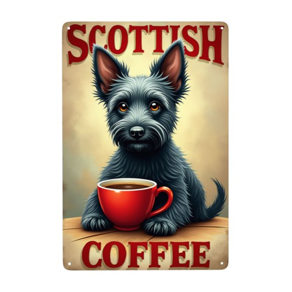 Metal Tin Sign Scottish Coffee Vintage Metal Signs Retro Aluminum Tin Sign For Room Garden Door Home Bar Cafe Decor 8X12 In Man Cave Garage Office Coffee Birthday Men Women Father'S Day