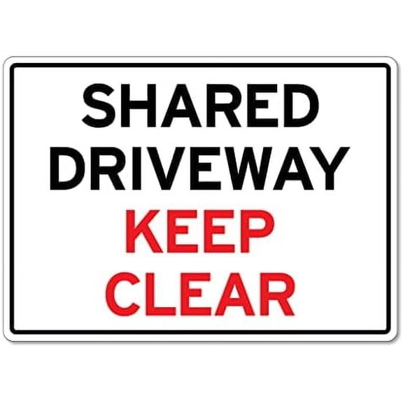 Metal Tin Sign Shared Driveway Keep Clear Sign Traffic and Parking Parking Signs Driveway Parking Sign Caution Danger Safety Security Warning Notice Signs Indoor/Outdoor Use 8 X 12 Inch